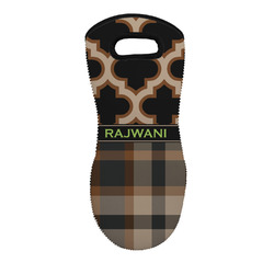 Moroccan & Plaid Neoprene Oven Mitt w/ Name or Text