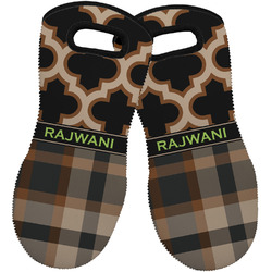 Moroccan & Plaid Neoprene Oven Mitts - Set of 2 w/ Name or Text