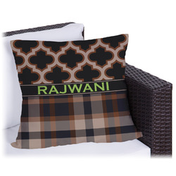 Moroccan & Plaid Outdoor Pillow - 16" (Personalized)