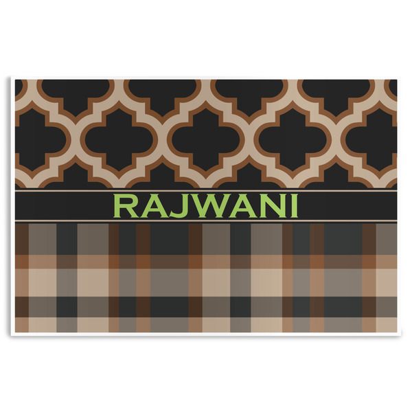 Custom Moroccan & Plaid Disposable Paper Placemats (Personalized)