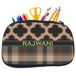 Moroccan & Plaid Neoprene Pencil Case - Medium w/ Name or Text