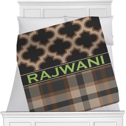 Moroccan & Plaid Minky Blanket - Twin / Full - 80"x60" - Double Sided (Personalized)