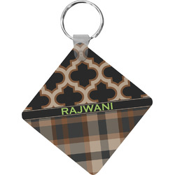 Moroccan & Plaid Diamond Plastic Keychain w/ Name or Text