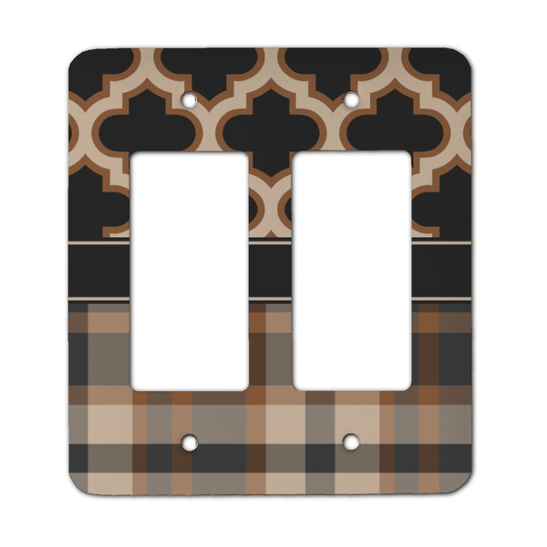 Custom Moroccan & Plaid Rocker Style Light Switch Cover - Two Switch