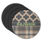 Moroccan & Plaid Round Rubber Backed Coasters - Set of 4 (Personalized)