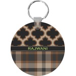 Moroccan & Plaid Round Plastic Keychain (Personalized)