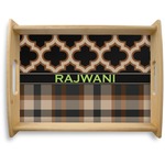 Moroccan & Plaid Natural Wooden Tray - Large (Personalized)