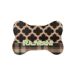 Moroccan & Plaid Bone Shaped Dog Food Mat (Small) (Personalized)