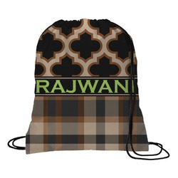 Moroccan & Plaid Drawstring Backpack - Medium (Personalized)