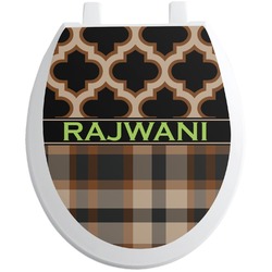 Moroccan & Plaid Toilet Seat Decal - Round (Personalized)