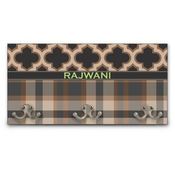 Moroccan & Plaid Wall Mounted Coat Rack (Personalized)