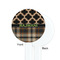 Moroccan & Plaid White Plastic 7" Stir Stick - Single Sided - Round - Front & Back