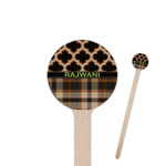 Moroccan & Plaid 6" Round Wooden Stir Sticks - Double Sided (Personalized)