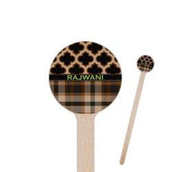 Moroccan & Plaid 6" Round Wooden Stir Sticks - Double Sided (Personalized)