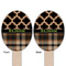 Moroccan & Plaid Wooden Food Pick - Oval - Double Sided - Front & Back