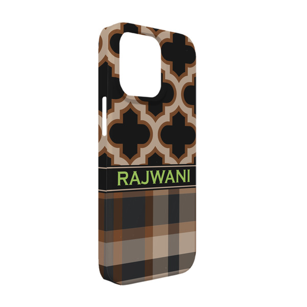 Custom Moroccan & Plaid iPhone Case - Plastic - iPhone 13 (Personalized)