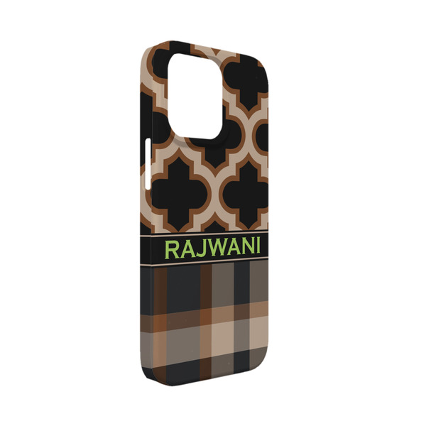 Custom Moroccan & Plaid iPhone Case - Plastic - iPhone 13 Mini (Personalized)