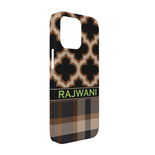 Custom Moroccan & Plaid iPhone Case - Plastic - iPhone 13 Pro (Personalized)