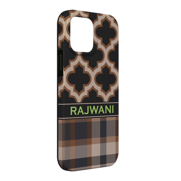 Custom Moroccan & Plaid iPhone Case - Rubber Lined - iPhone 13 Pro Max (Personalized)