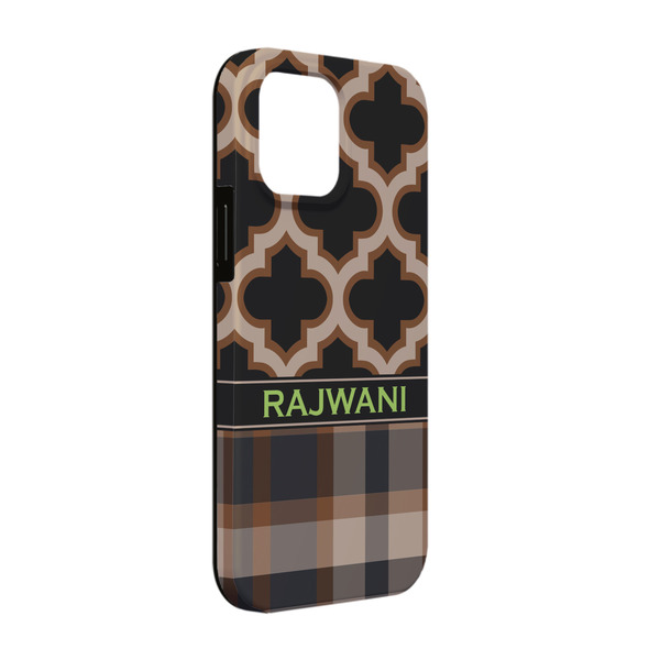 Custom Moroccan & Plaid iPhone Case - Rubber Lined - iPhone 13 Pro (Personalized)