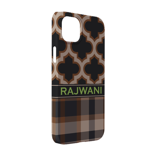 Custom Moroccan & Plaid iPhone Case - Plastic - iPhone 14 (Personalized)