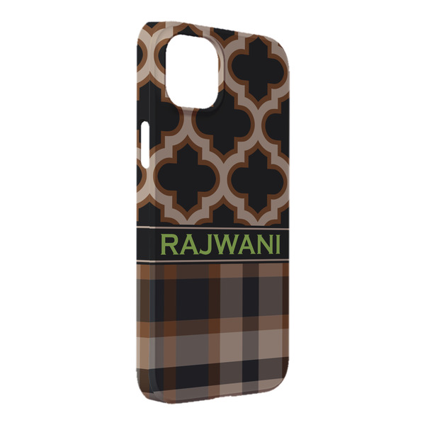 Custom Moroccan & Plaid iPhone Case - Plastic - iPhone 14 Plus (Personalized)