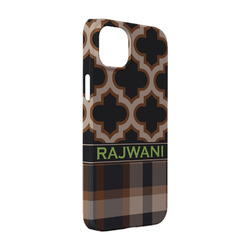 Moroccan & Plaid iPhone Case - Plastic - iPhone 14 Pro (Personalized)