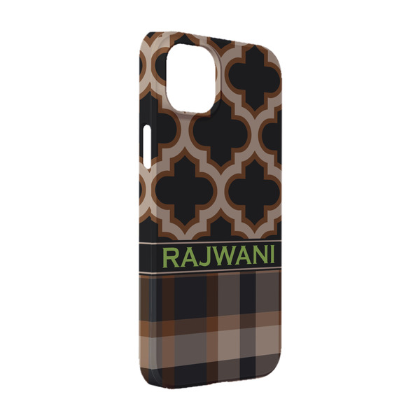 Custom Moroccan & Plaid iPhone Case - Plastic - iPhone 14 Pro (Personalized)