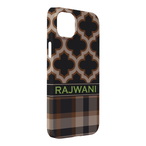 Custom Moroccan & Plaid iPhone Case - Plastic - iPhone 14 Pro Max (Personalized)