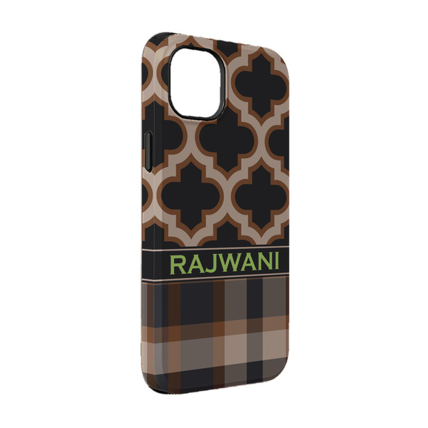 Custom Moroccan & Plaid iPhone Case - Rubber Lined - iPhone 14 Pro (Personalized)
