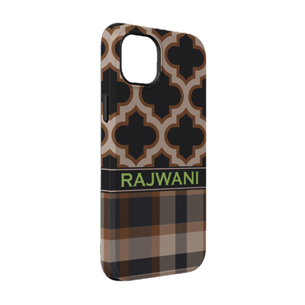 Custom Moroccan & Plaid iPhone Case - Rubber Lined - iPhone 14 (Personalized)