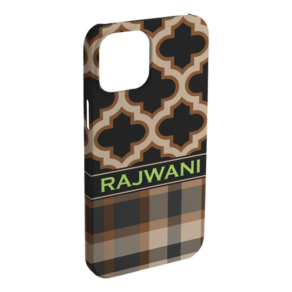Custom Moroccan & Plaid iPhone Case - Plastic - iPhone 15 Plus (Personalized)