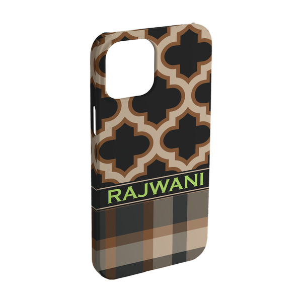 Custom Moroccan & Plaid iPhone Case - Plastic - iPhone 15 Pro (Personalized)