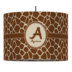 Giraffe Print 16" Drum Pendant Lamp - Fabric (Personalized)