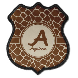 Giraffe Print Iron On Shield Patch C w/ Name and Initial