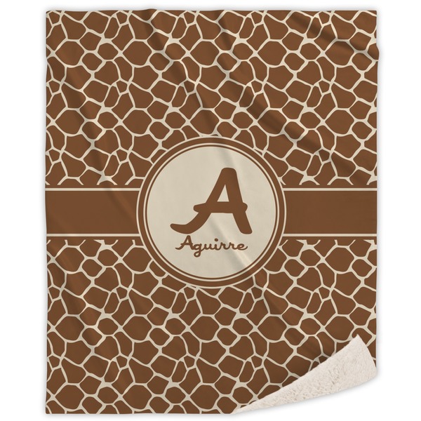 Custom Giraffe Print Sherpa Throw Blanket - 50"x60" (Personalized)