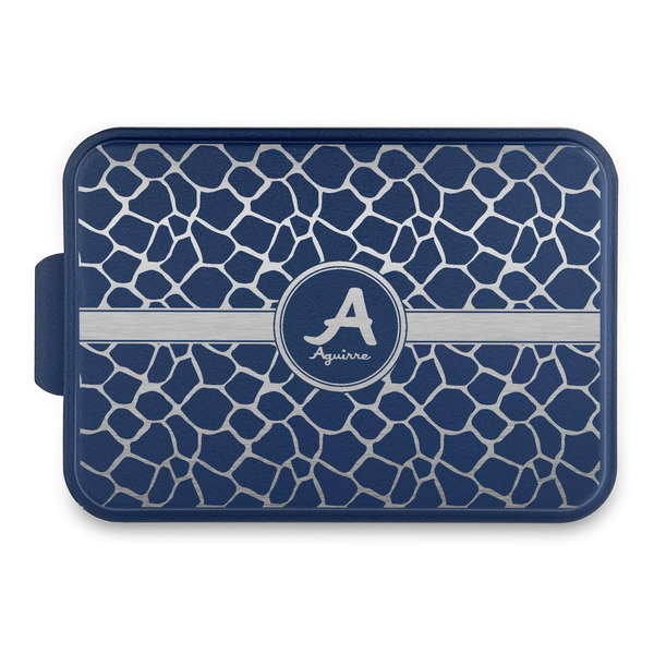 Custom Giraffe Print Aluminum Baking Pan with Navy Lid (Personalized)