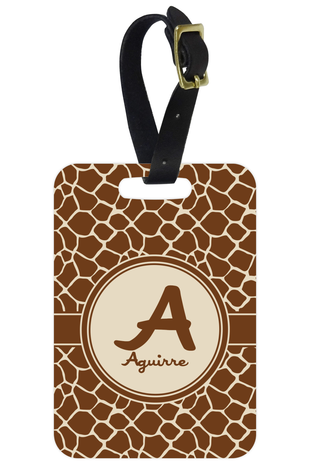 Custom Giraffe Print Metal Luggage Tag w Name and Initial YouCustomizeIt