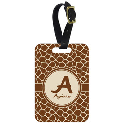 Giraffe Print Metal Luggage Tag w/ Name and Initial