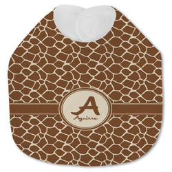 Giraffe Print Jersey Knit Baby Bib w/ Name and Initial