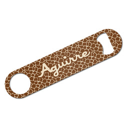 Giraffe Print Bar Bottle Opener - White w/ Name and Initial