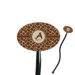 Giraffe Print 7" Oval Plastic Stir Sticks - Black - Double Sided (Personalized)