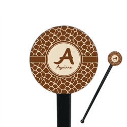 Giraffe Print 7" Round Plastic Stir Sticks - Black - Single Sided (Personalized)