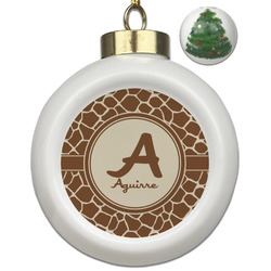 Giraffe Print Ceramic Ball Ornament - Christmas Tree (Personalized)