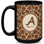 Giraffe Print 15 Oz Coffee Mug - Black (Personalized)