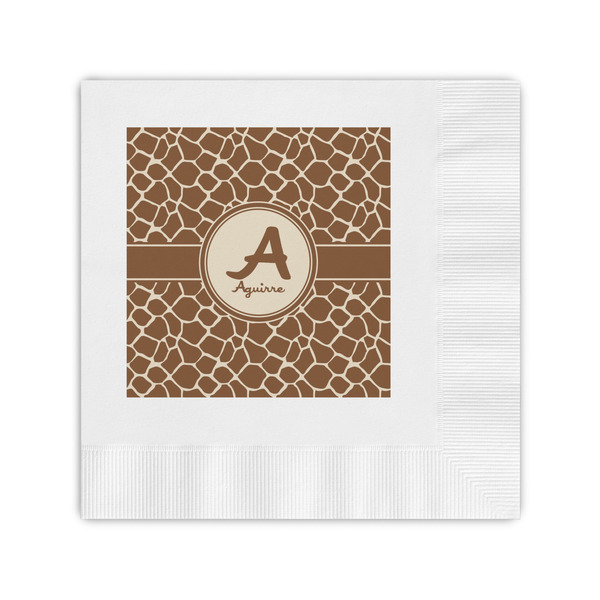 Custom Giraffe Print Coined Cocktail Napkins (Personalized)