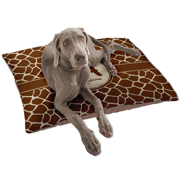 Custom Giraffe Print Dog Bed - Large w/ Name and Initial