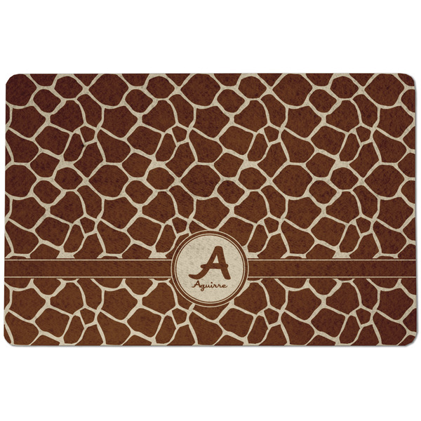 Custom Giraffe Print Dog Food Mat w/ Name and Initial