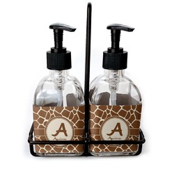 Giraffe Print Glass Soap & Lotion Bottle Set (Personalized)