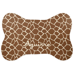 Giraffe Print Bone Shaped Dog Food Mat (Large) (Personalized)